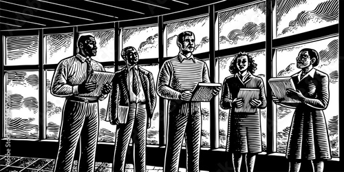 Diverse Professionals in Modern Corporate Office