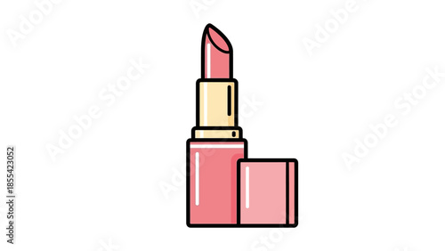 Cute Pastel Lipstick Vector Icon Flat Design isolated on white background