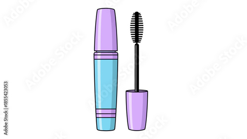 Pastel Mascara and Wand Vector Icon Flat Style isolated on white background