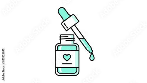 Skincare Serum Dropper Bottle Vector Icon isolated on white background