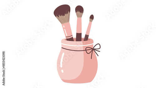 Set of Makeup Brushes Flat Design Vector isolated on white background