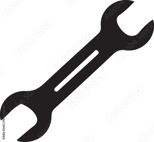 Black and White Wrench on White Background tool