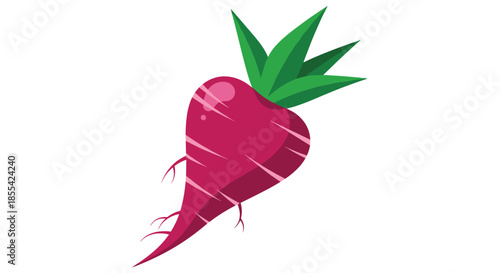 Cute and quirky cartoon illustration of a heart-shaped beetroot with green leaves, symbolizing a love for healthy vegetables and eating.