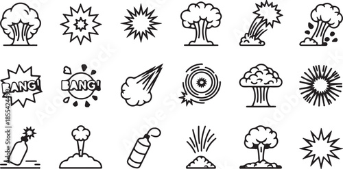Explosion and Impact Icons A Collection of Dynamic Visual Elements for Design