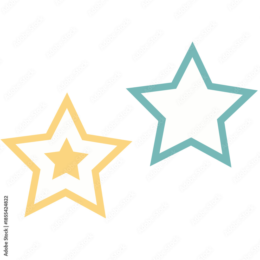 Obraz premium Cute golden and teal star icon, ideal for celestial, holy themes, or illustrating bright, symbolic, and minimalist Islamic decorative designs.