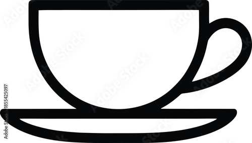 Minimalist Black Coffee Cup and Saucer Vector Icon for Web Design and Graphic Resources