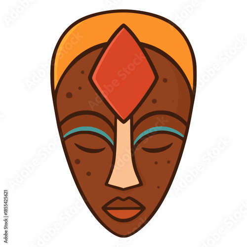totem tribal mask culture ethnic flat color vector illustration template design