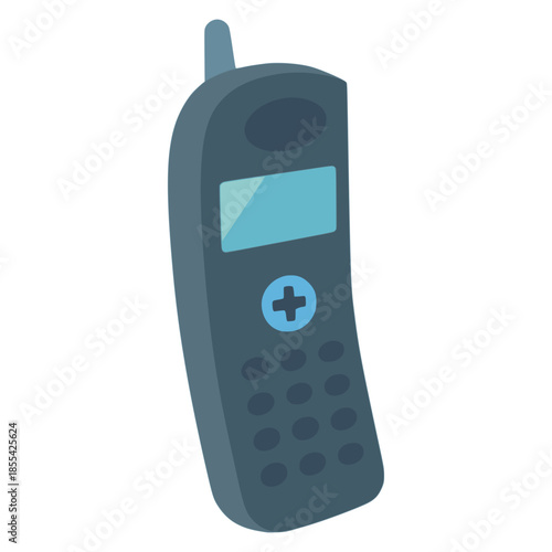 retro cell phone vintage communication flat color vector illustration template design