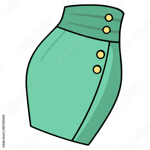 green fabric women skirt fashion flat color vector illustration template design