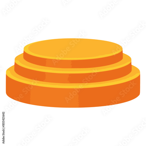 Empty yellow stage podium speech awards flat color vector illustration template design