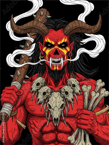 Japanese demon illustration tattoo design