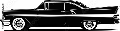 Classic car silhouette. Single layer black and white icon. Transparent background EPS version.