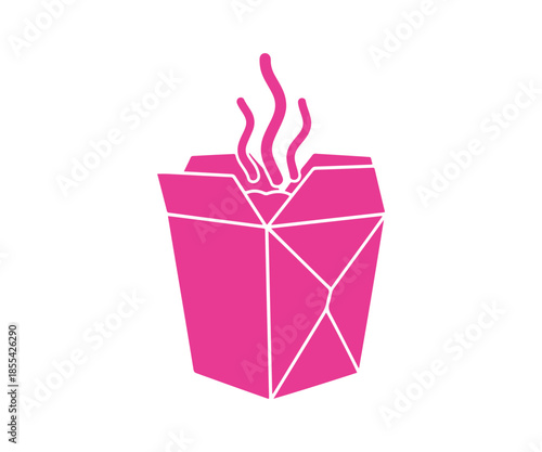 Restaurant lunch icon for a noodle box fast food menu. Presented in a flat and isolated design. Vector illustration