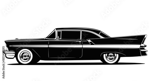 Classic car silhouette. Single layer black and white icon. Transparent background SVG version.