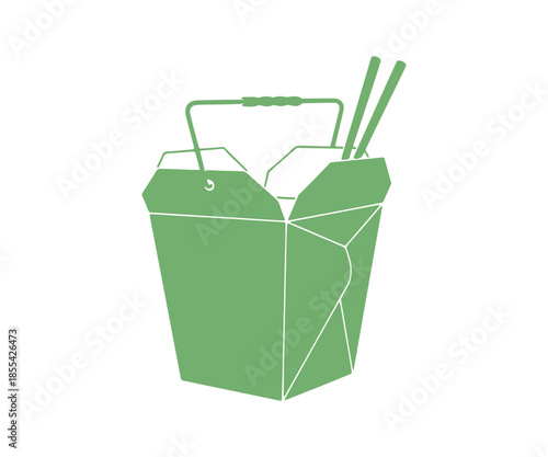 Fast food menu icon for noodle box restaurant lunch. Isolated and flat design. Vector illustration