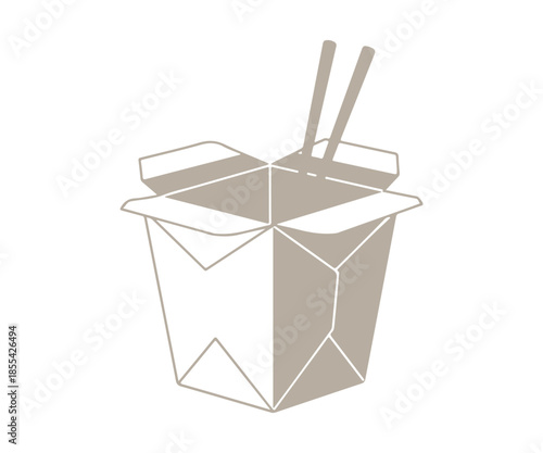 Noodle box fast food menu restaurant lunch icon. Flat and isolated design. Vector illustration