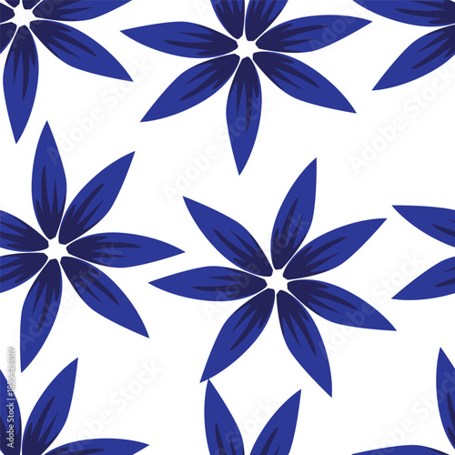 Floral botanical vector texture pattern with flowers and leaves. Seamless pattern can be used for wallpaper, pattern fills, web page background, surface textures.