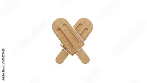 3D Wooden popsicle holder on transparent background