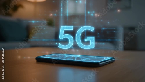 Futuristic 5G Technology Displayed Above a Smartphone, Symbolizing Advanced Mobile Connectivity and Future Communication