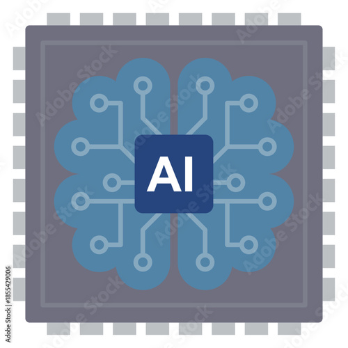 最先端の半導体チップと人工知能をイメージした次世代デジタルテクノロジーのベクターイラスト
