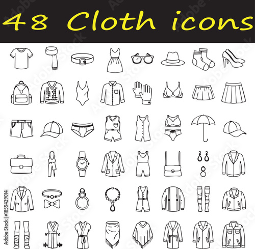 Clothing Line Icons Set