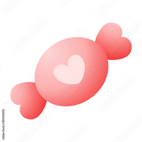 Wrapped Heart Candy Icon for Valentine Sweet Treat