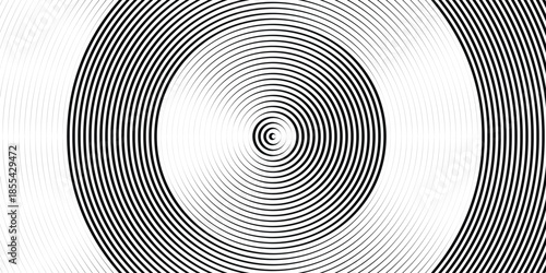 Black and White Concentric Circle Radial Lines Optical Effect Background