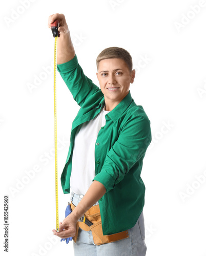 Young woman with tape measu...