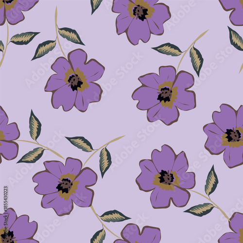 Vintage seamless floral pattern. Liberty style background of small pastel colorful flowers. Small flowers scattered over a white background. Stock vector for printing on surfaces