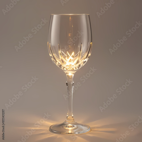 Elegant wine glass catching golden reflections, premium studio lighting