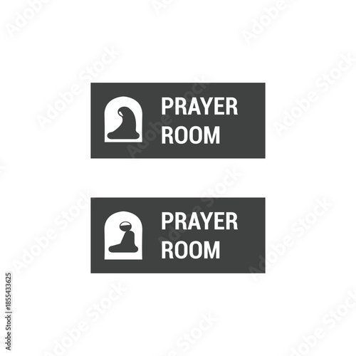 Vector design of prayer place sign, Muslim worship, male and female prayer.