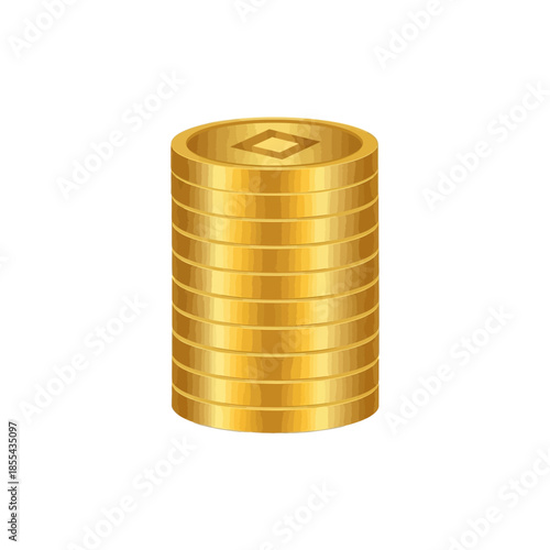 Stack of Golden Coins with Diamond Symbol - Isolated Vector Illustration for Finance, Business, and Wealth Concepts