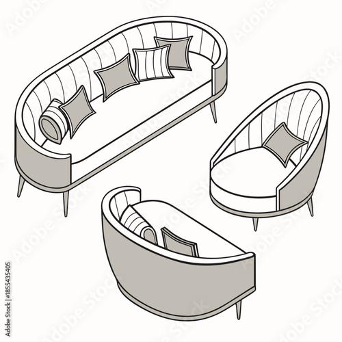 Modern curved sofa set