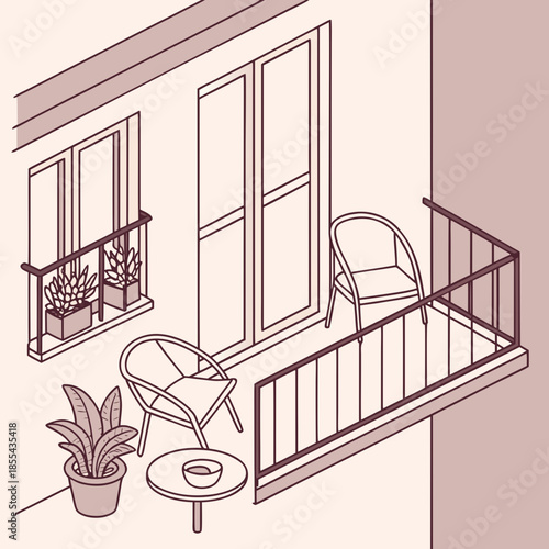 Cozy balcony with seating area