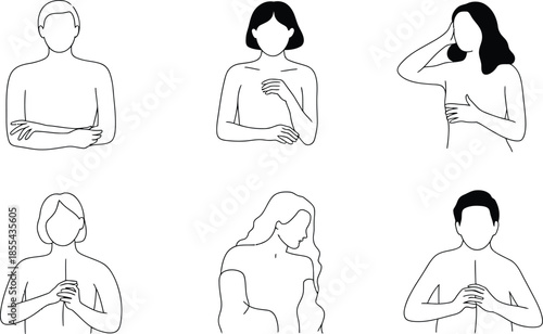 Minimalist Line of Diverse People Posing