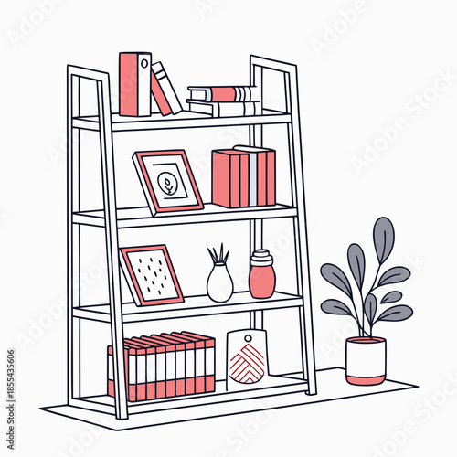 Modern bookshelf with decorative items