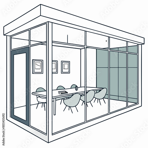 Modern office meeting room with glass walls