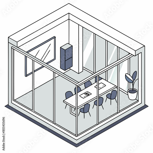 Modern conference room with glass walls
