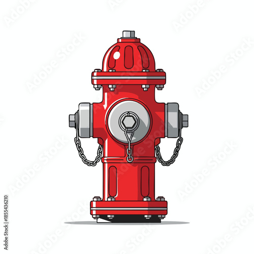 A detailed cartoon illustration of a red fire hydrant, showing its shape and form