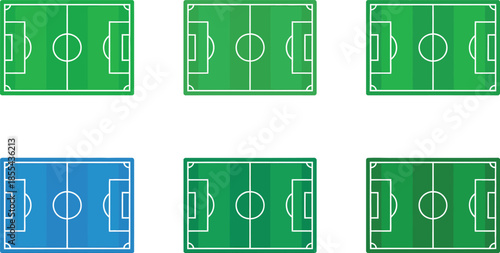 Collection of Stylized Soccer Fields in Green and Blue