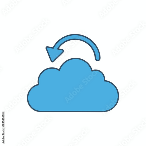 A blue cloud with an arching arrow above, signifying a data upload or sync