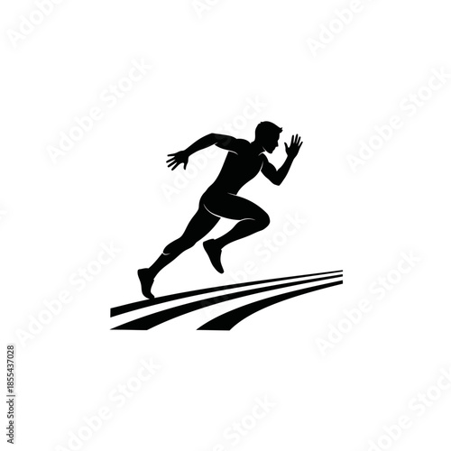 Silhouette of a runner sprinting on a track with determination.