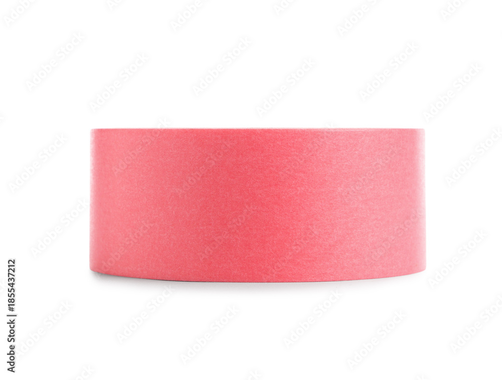 Obraz premium Pink masking tape roll on white background