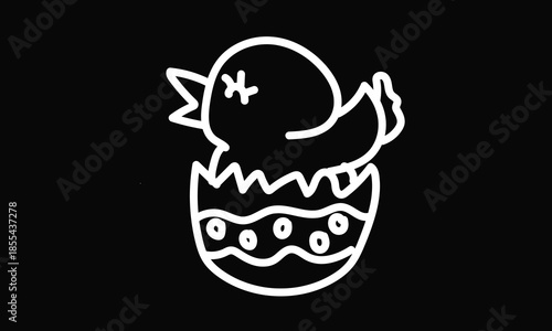 Dead Bird Hatching from Egg on Black Background