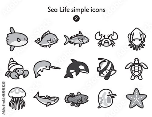 シンプルアイコン集 海の生き物2