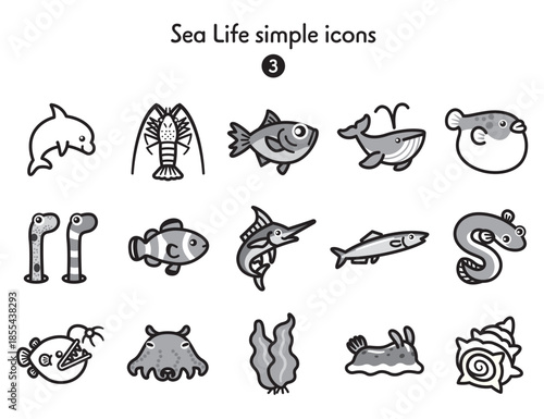 シンプルアイコン集 海の生き物3