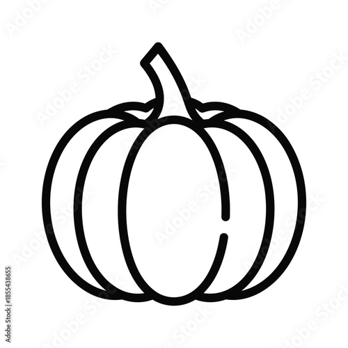 Black outline pumpkin on white background