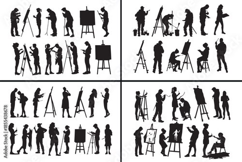 standing people silhouettes vector, human character poses, men women clipart, people posture svg, lifestyle human illustration, black people silhouettes, daily life vector art, social character graphi