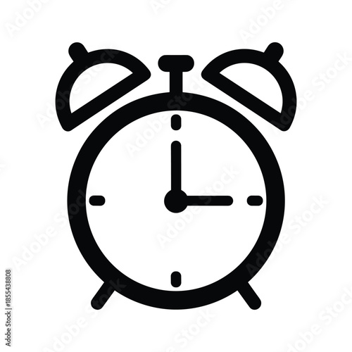 Black alarm clock icon on white background