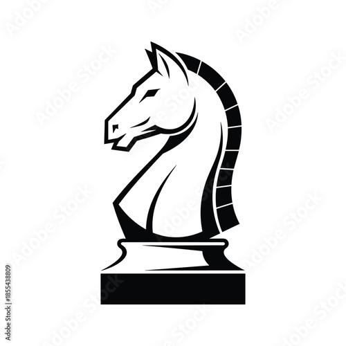 Black and white knight chess piece icon